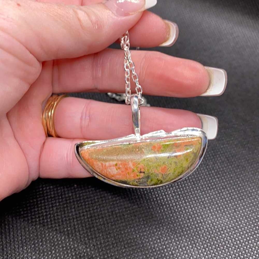 Sterling silver Unakite Jasper necklace